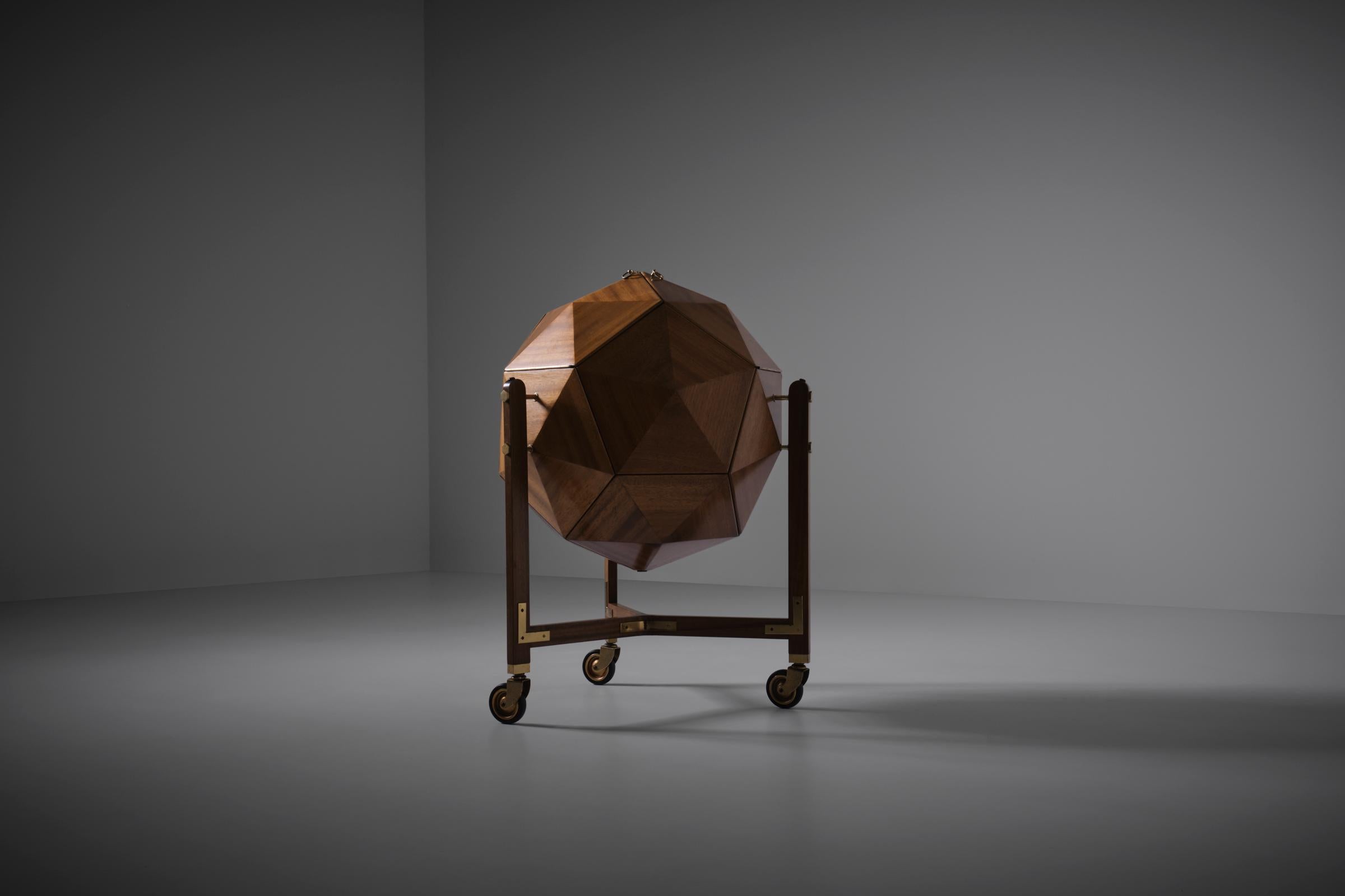 Mid-Century Modern Vuillermoz Polyhedron Bar Cabinet, France 1960s