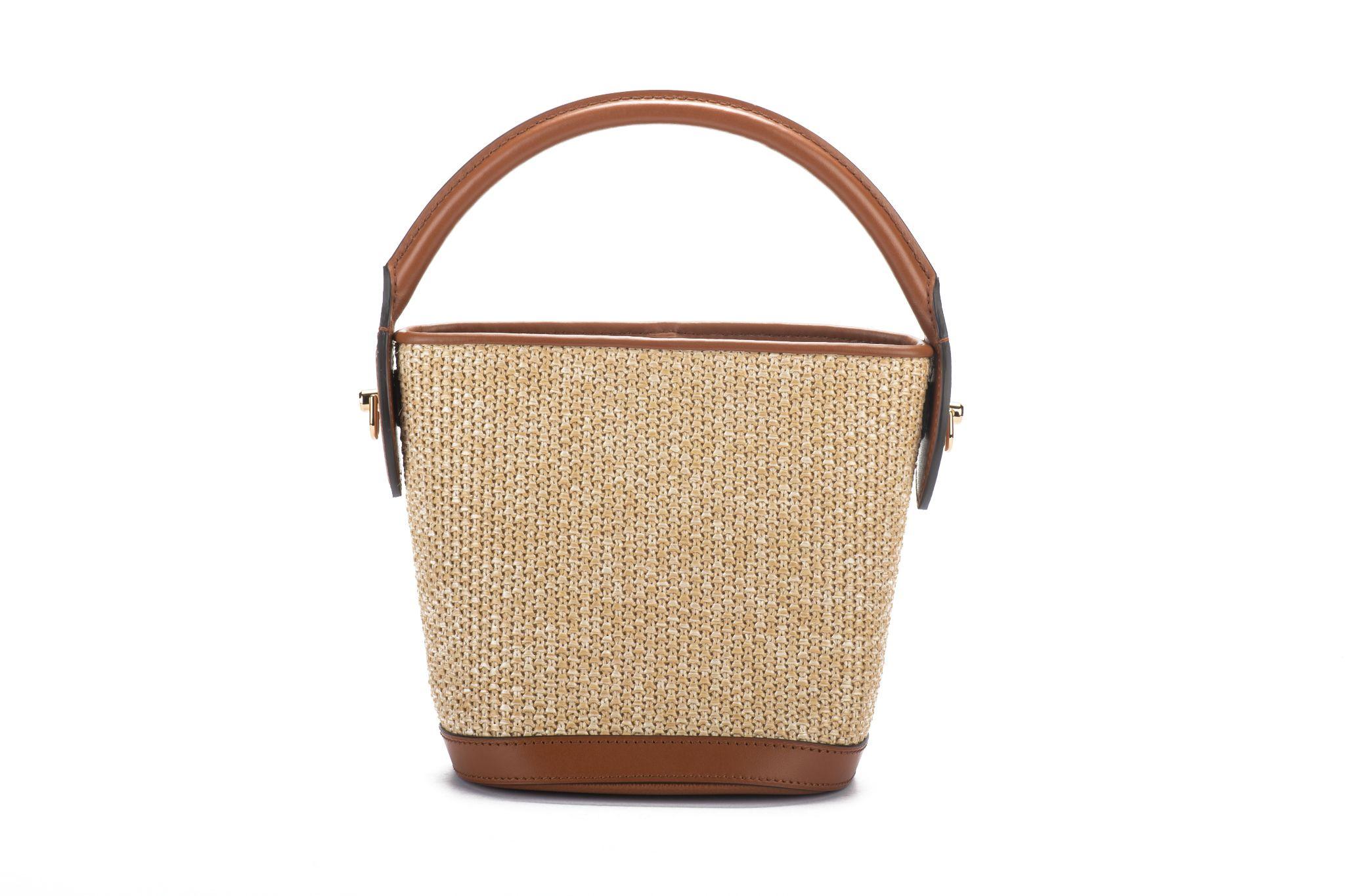 Brown Vuitton BNIB Petit Raffia Bucket Caramel For Sale