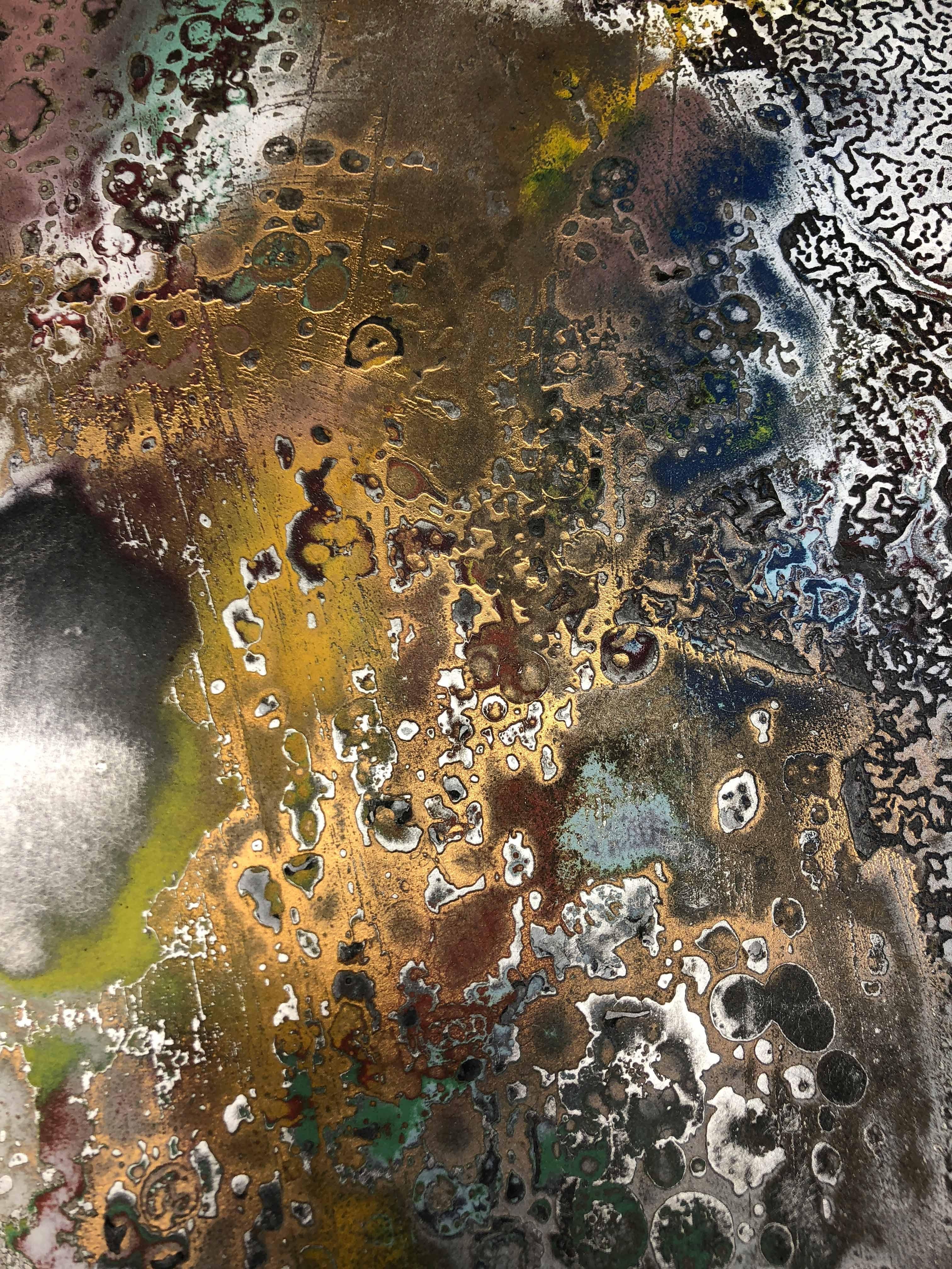 Modern Vuitton by Jessica Mayer Fine Art Textured Metal Canvas Cerused with Metal Waxes For Sale