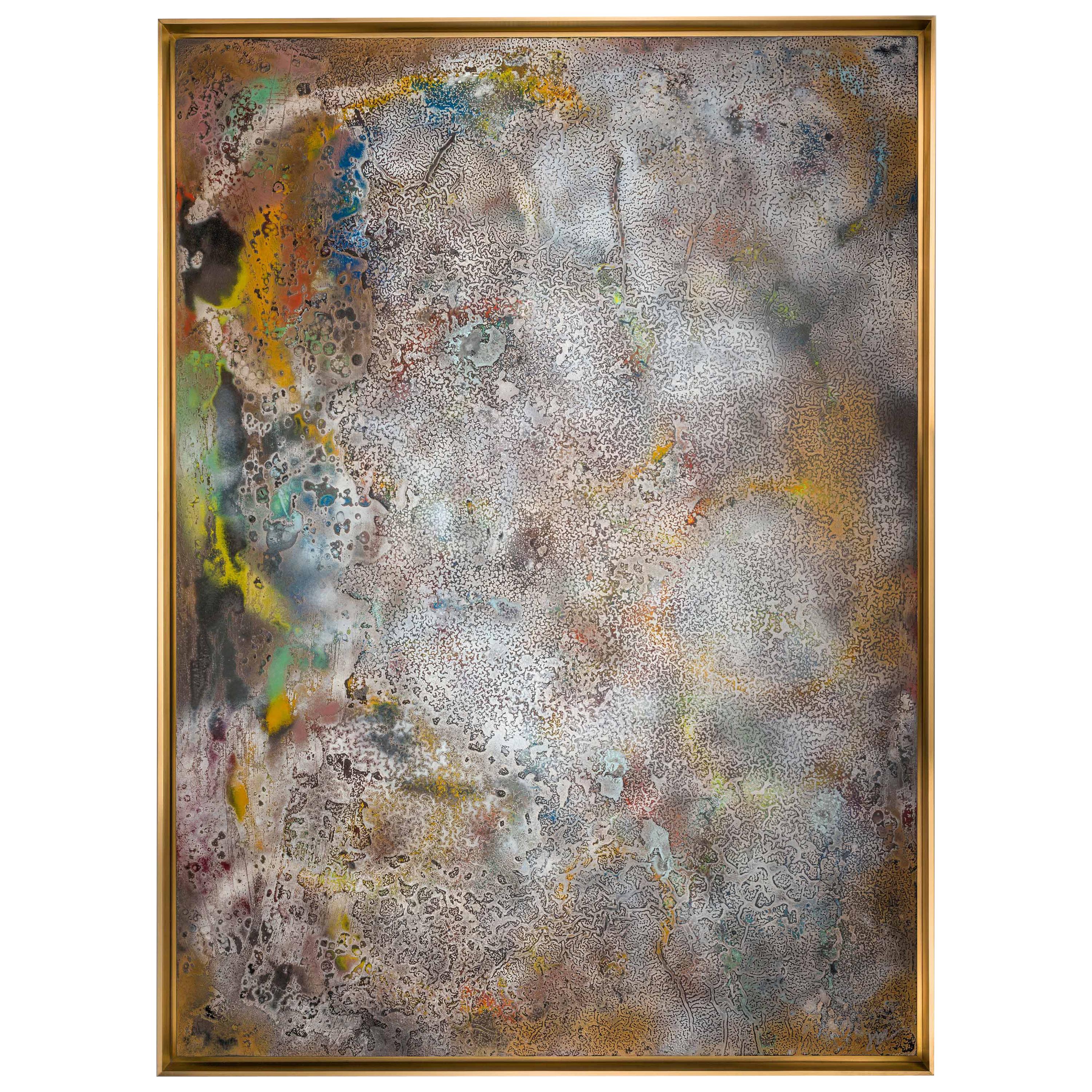 Vuitton by Jessica Mayer Fine Art Textured Metal Canvas Cerused with Metal Waxes For Sale