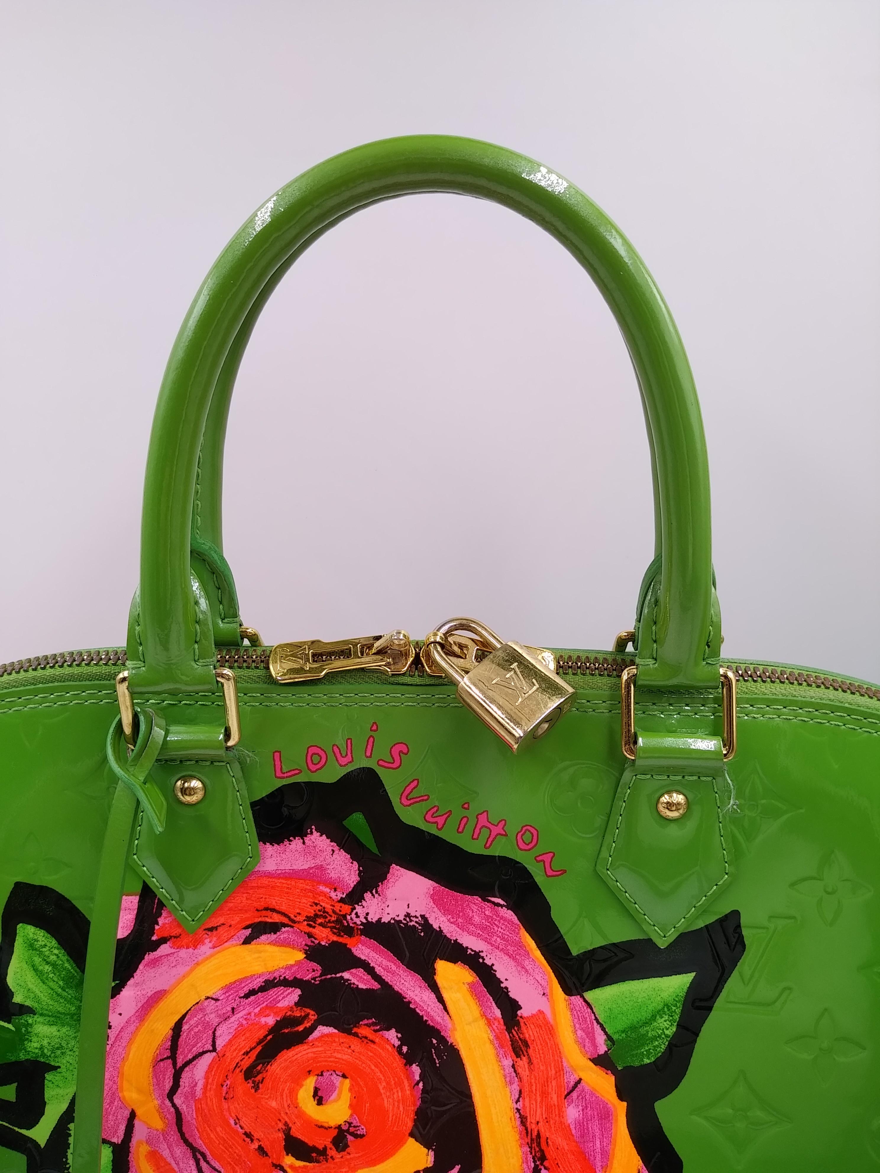 Women's or Men's Vuitton Green Monogram Vernis Limited Edition Stephen Sprouse Roses Alma GM bag