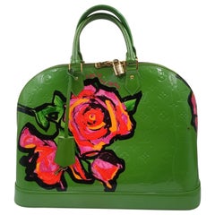Louis Vuitton Vernis Limited Edition Stephen Sprouse Roses Alma GM Tasche mit grünem Monogramm