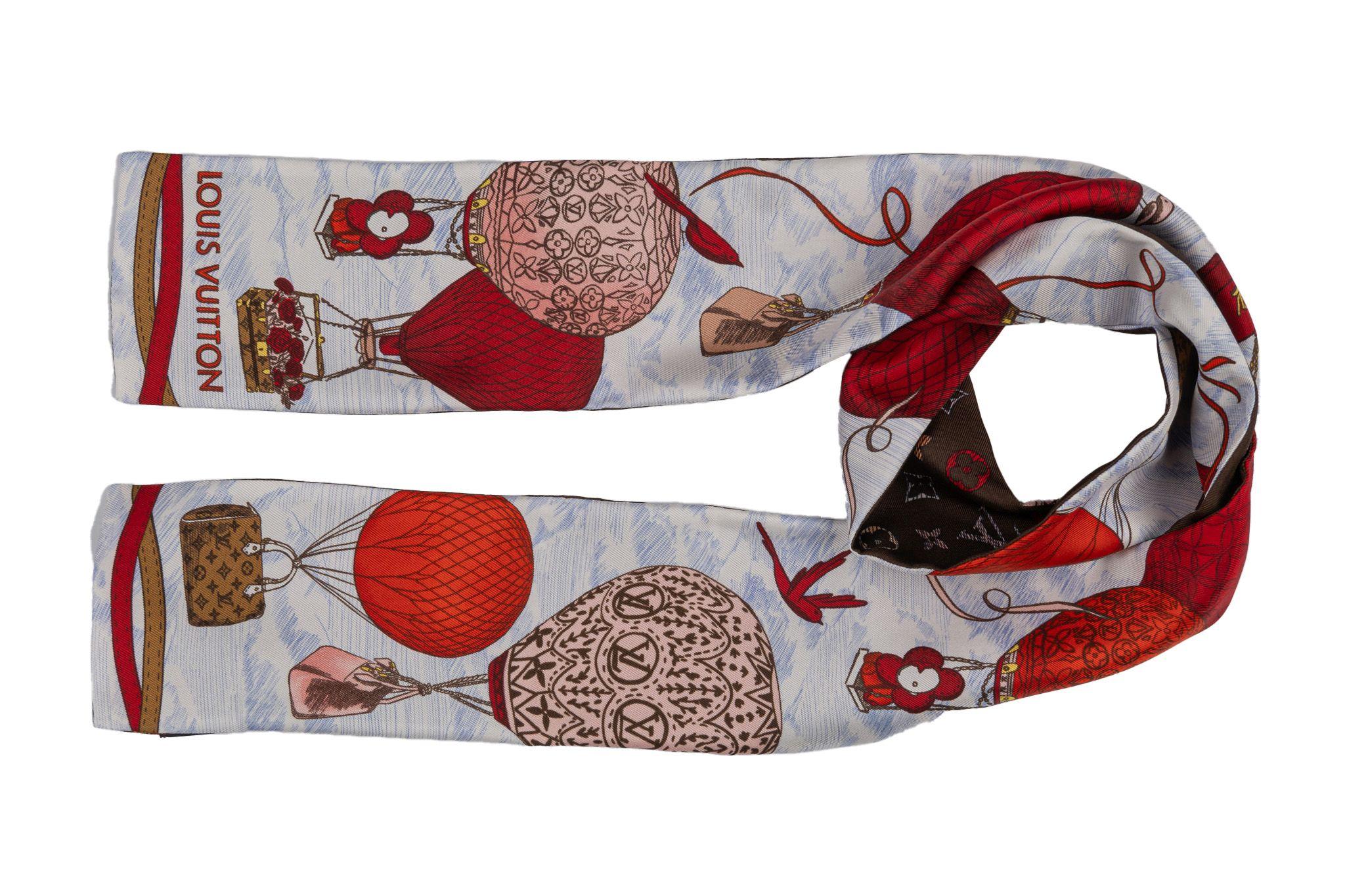 Gray Vuitton New Air Ballon Silk Red Bandeau For Sale