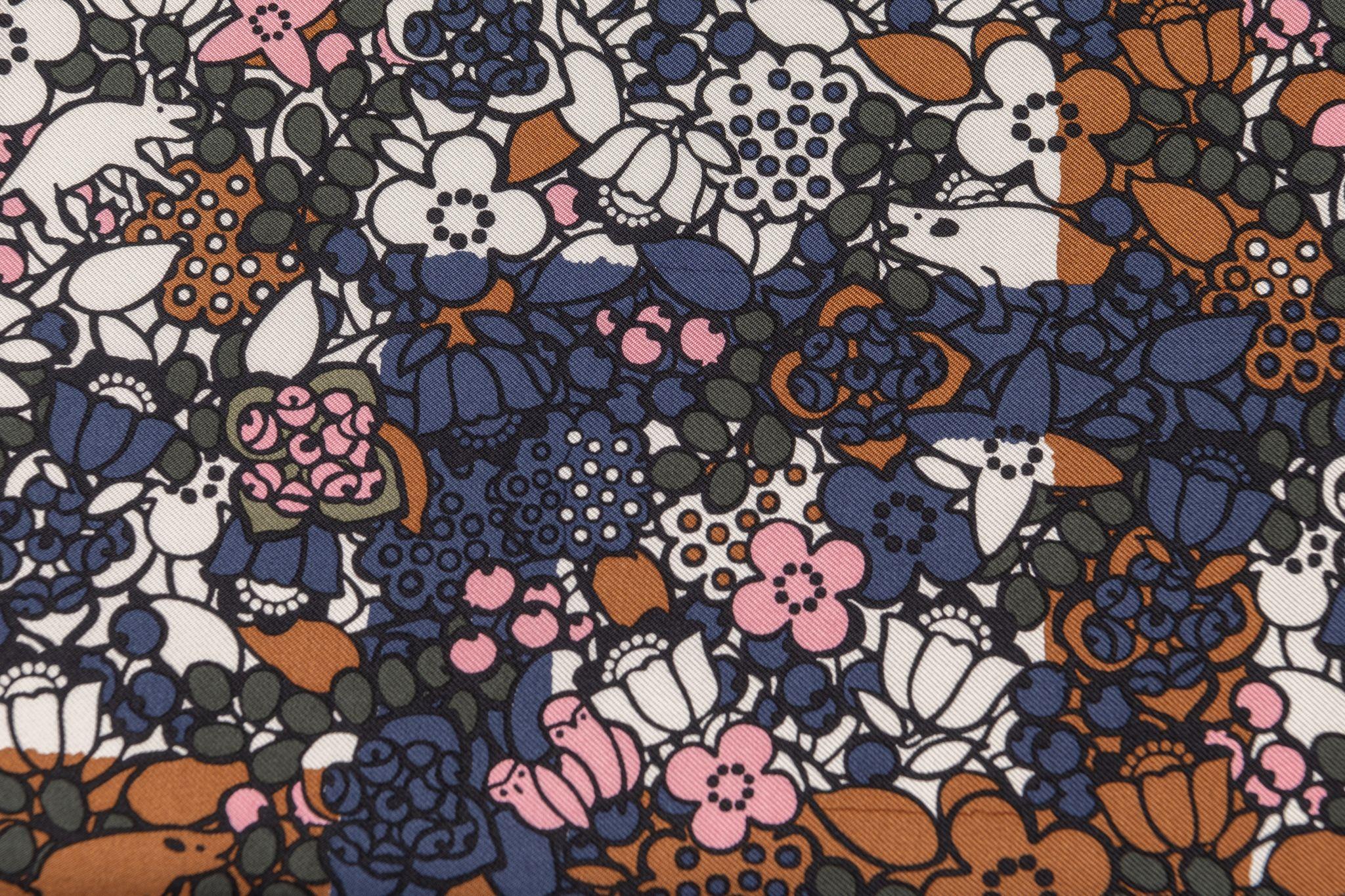 Vuitton New Blue  Flower Silk Small Scarf For Sale 1