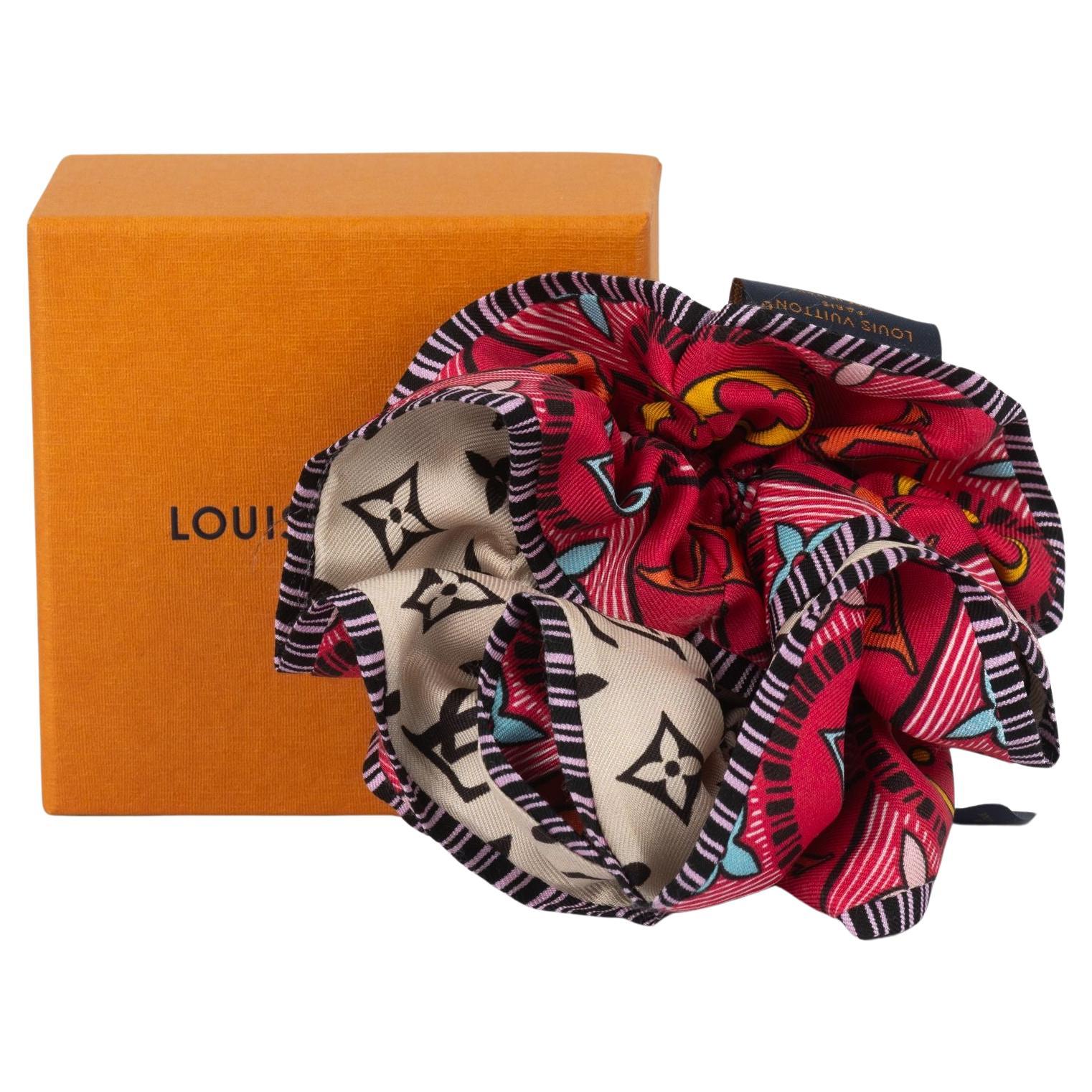 Vuitton New Coral/Black Silk Scrunchie For Sale