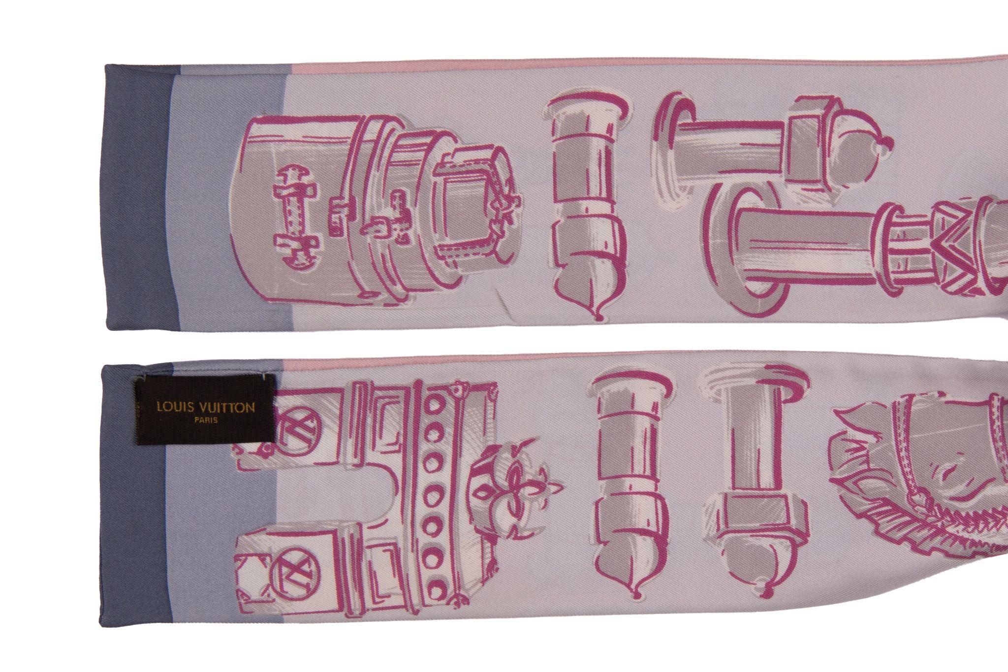 Vuitton New Drawings Bandeau de soie pastel Unisexe en vente