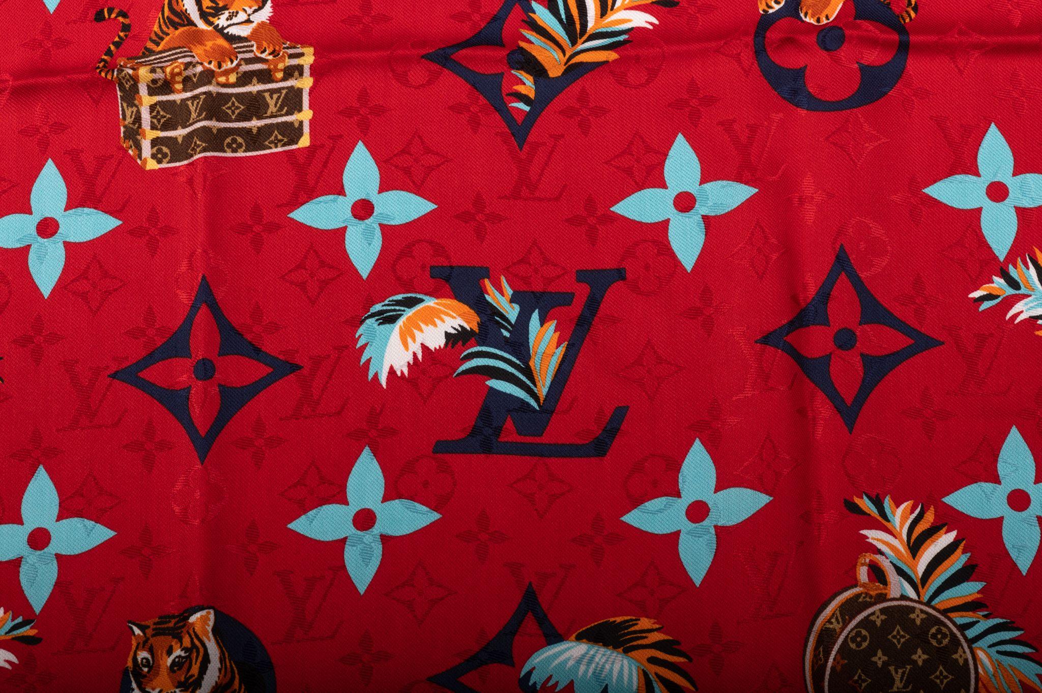 Red Vuitton NIB Year of the tiger shawl For Sale