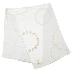 Vuitton White Embroidered Silk Scarf