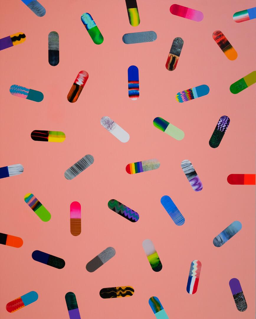 Vuk Vučković Abstract Painting - Pills (Pink)