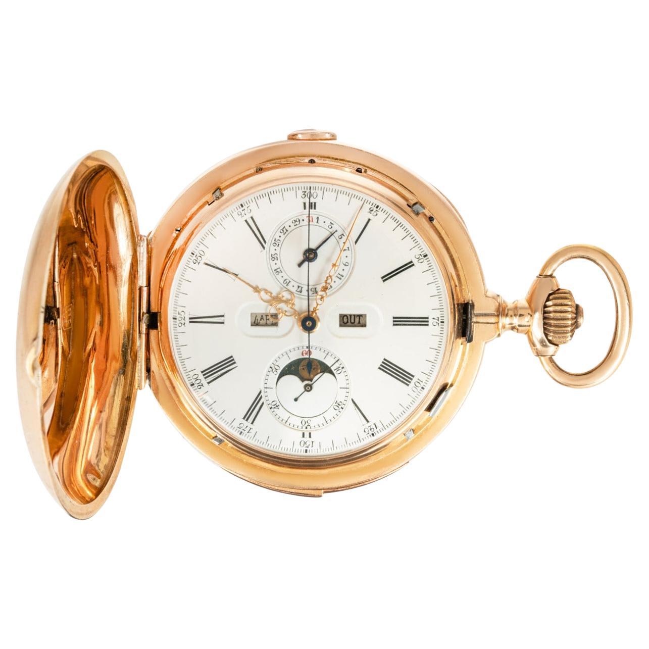 Vulcain. An 18ct Rose Gold Minute Repeater Chronograph Full Hunter  Pocket Watch