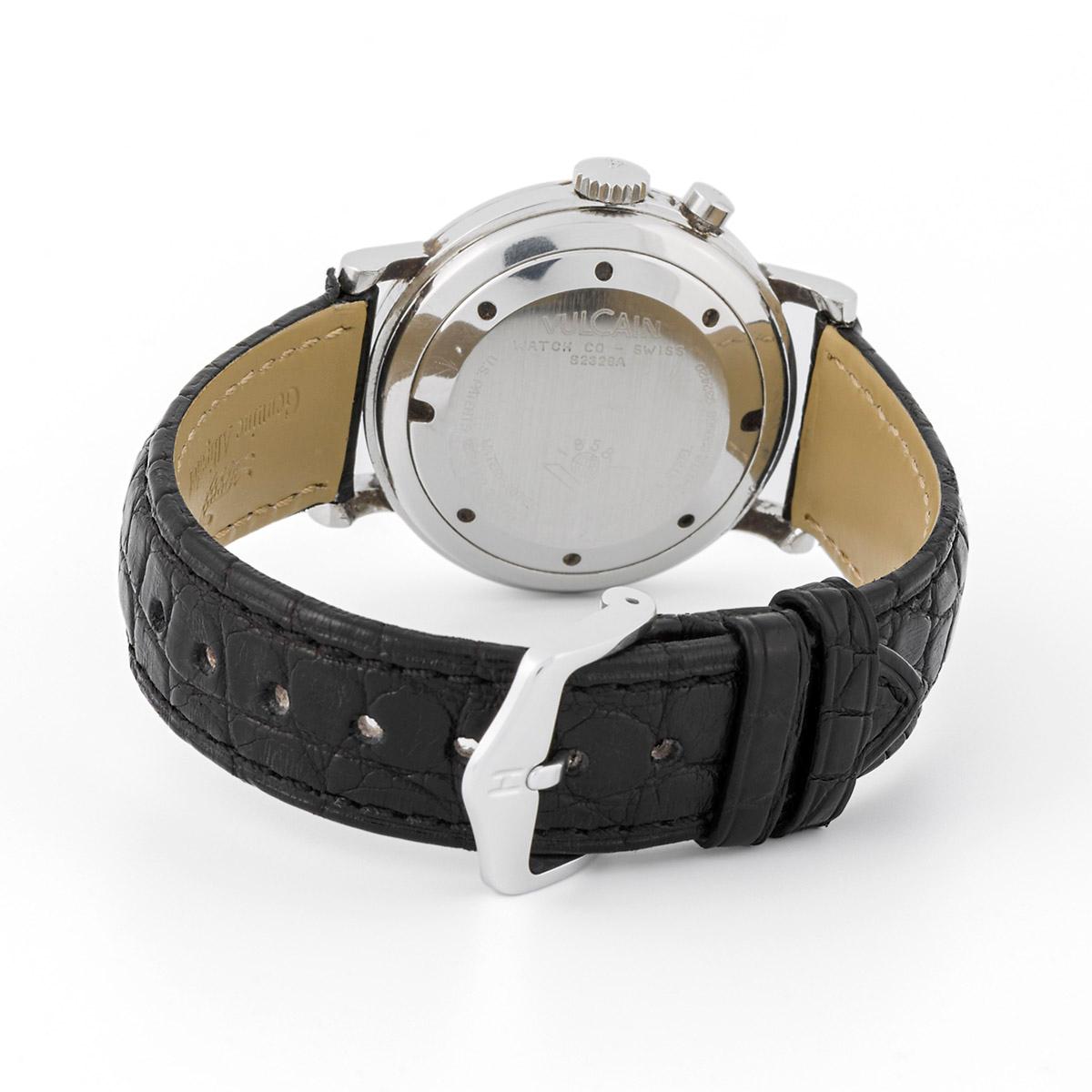 Vulcain Cricket vintage avec boîtier en acier et bracelet en cuir en vente 2