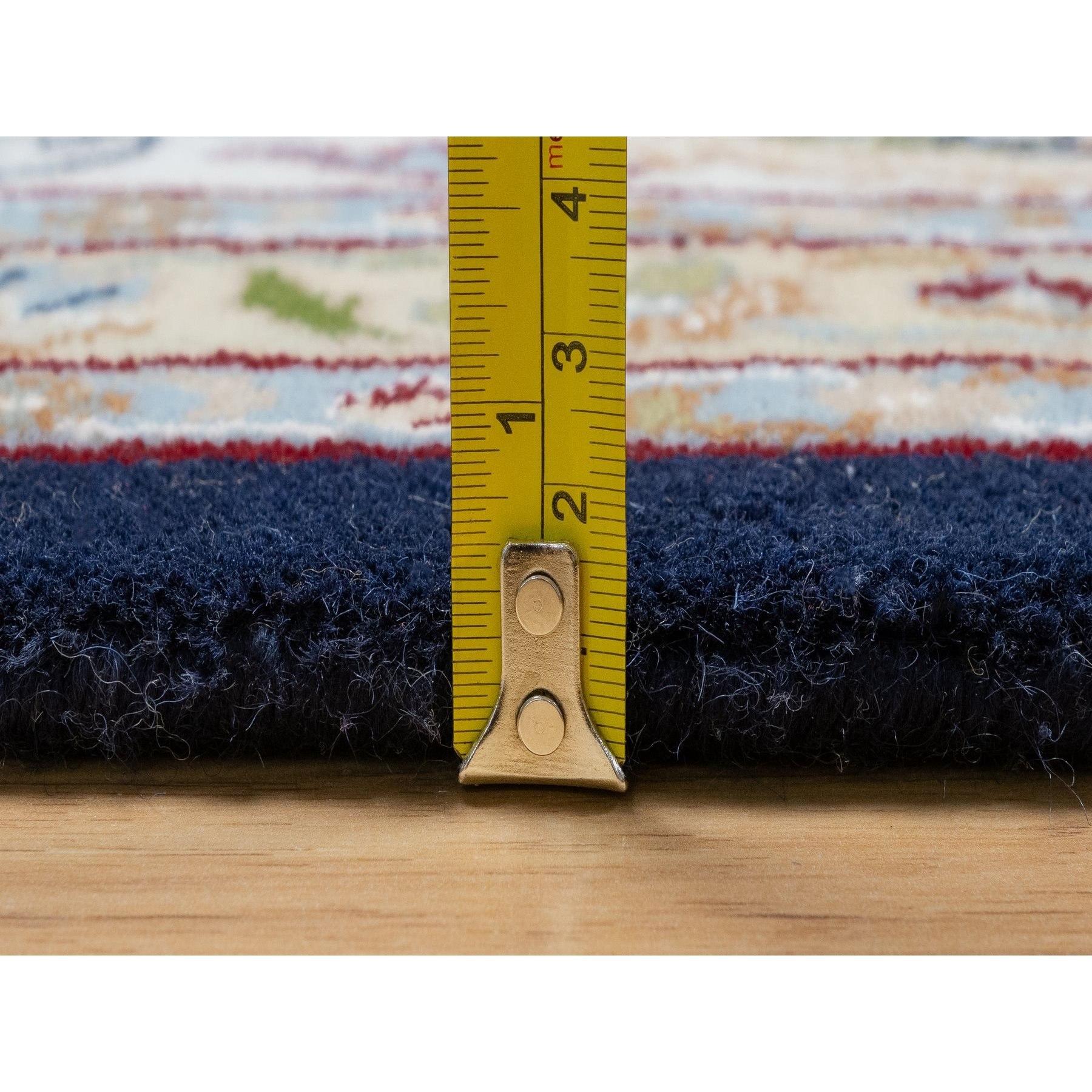 Vulcan Blue Hand Knotted Nain Design 250 KPSI Wool and Silk Rug 9'8