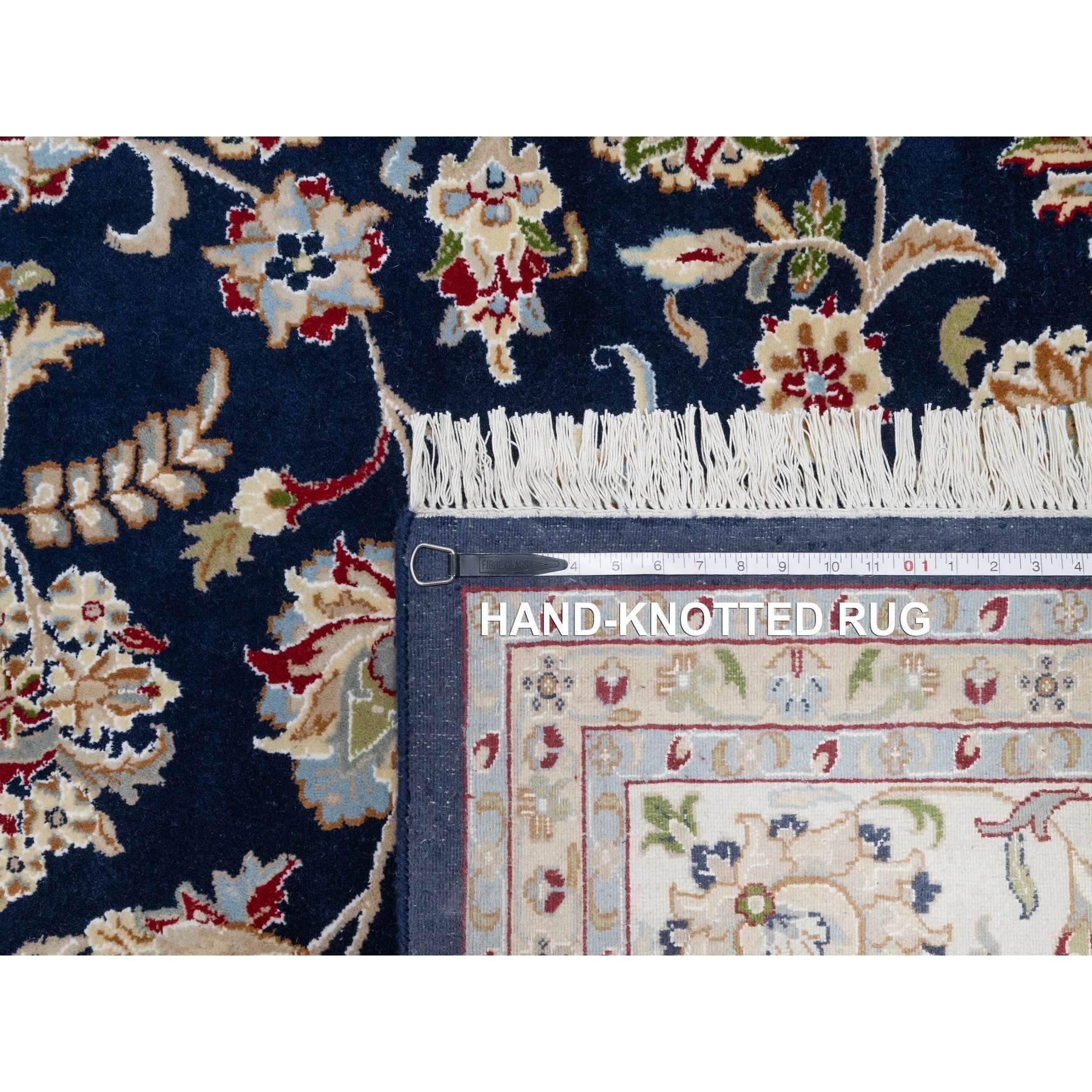Vulcan Blue Hand Knotted Nain Design 250 KPSI Wool and Silk Rug 9'8