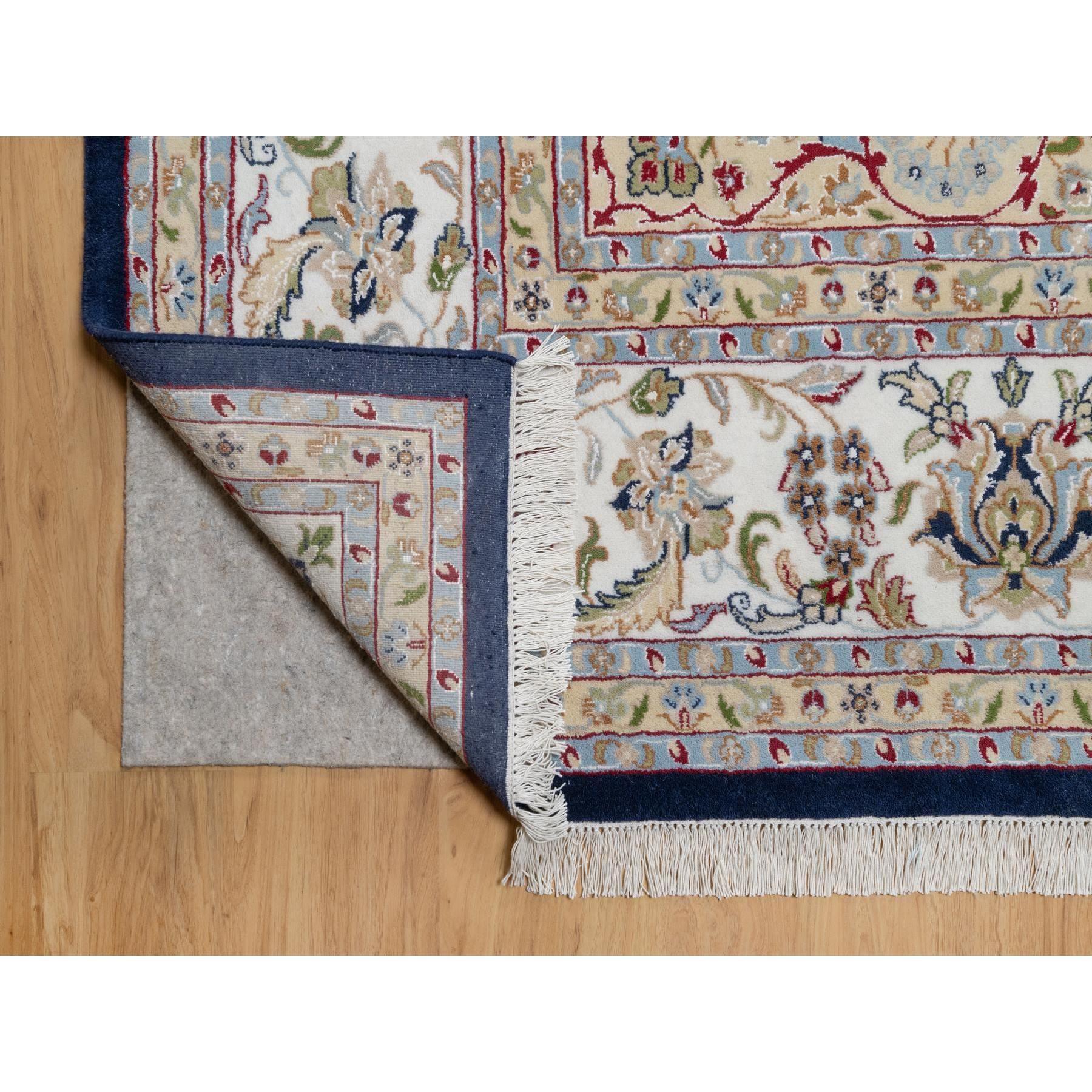 Indian Vulcan Blue Hand Knotted Nain Design 250 KPSI Wool and Silk Rug 9'8