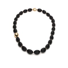 Vulcanica, Volcanic Rock Necklace Mounted with 18k Yellow Gold