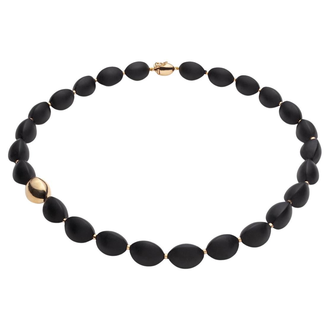 Vulcanica, Volcanic Rock Necklace Mounted with 18k Yellow Gold