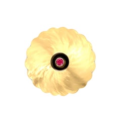 Georg Spreng - Vulcano Brooch 18 Karat Yellow Gold natural round pink Rubelite