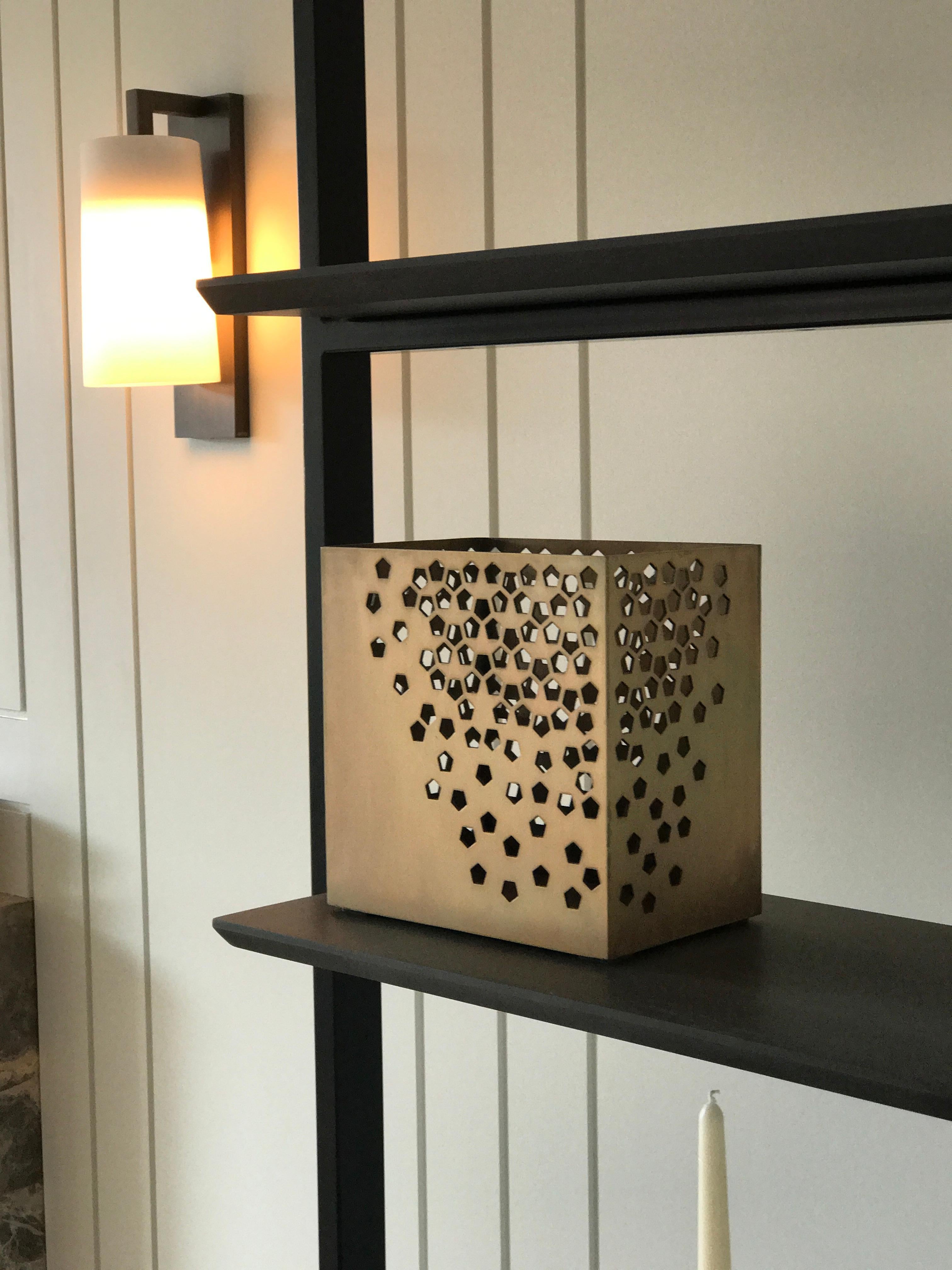 Plated Vulcano Candle Lantern with Pentagon Laser Cut Design