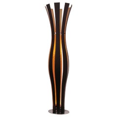 Lampadaire en verre contemporain Vulcano en noir et feuille d'or par Concept Verre