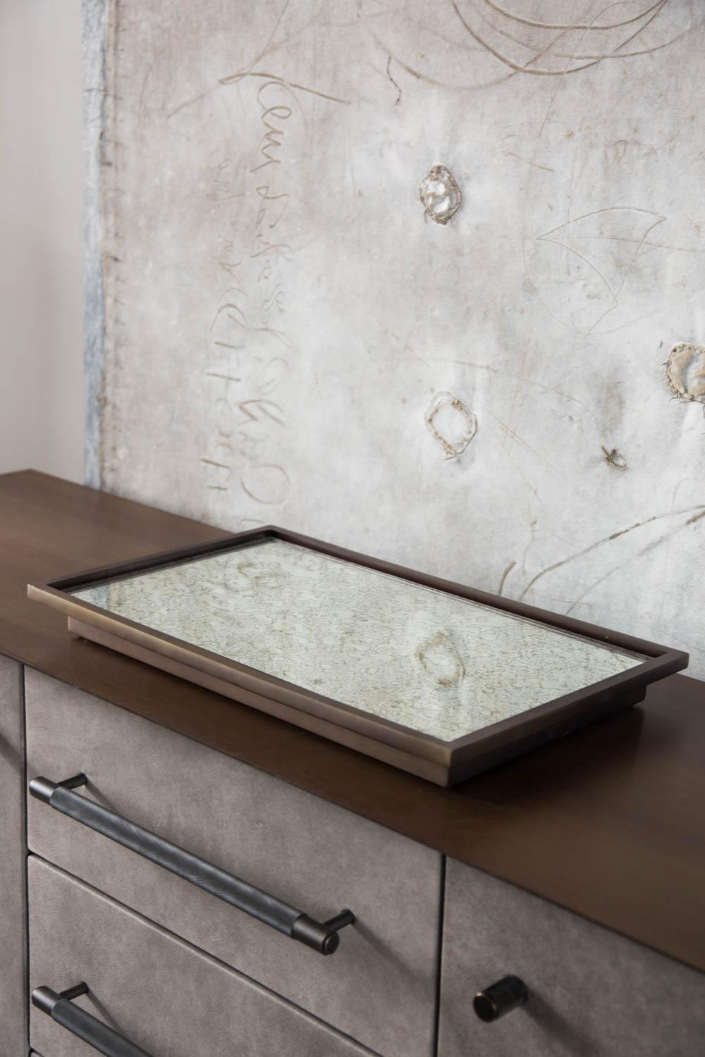 Modern Vulcano Tray Plated with Antique Mirror Surface