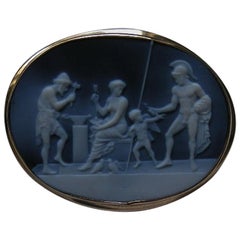 Antique Vulcan's Forge Hard Stone Cameo Pendant Brooch, circa 1920s