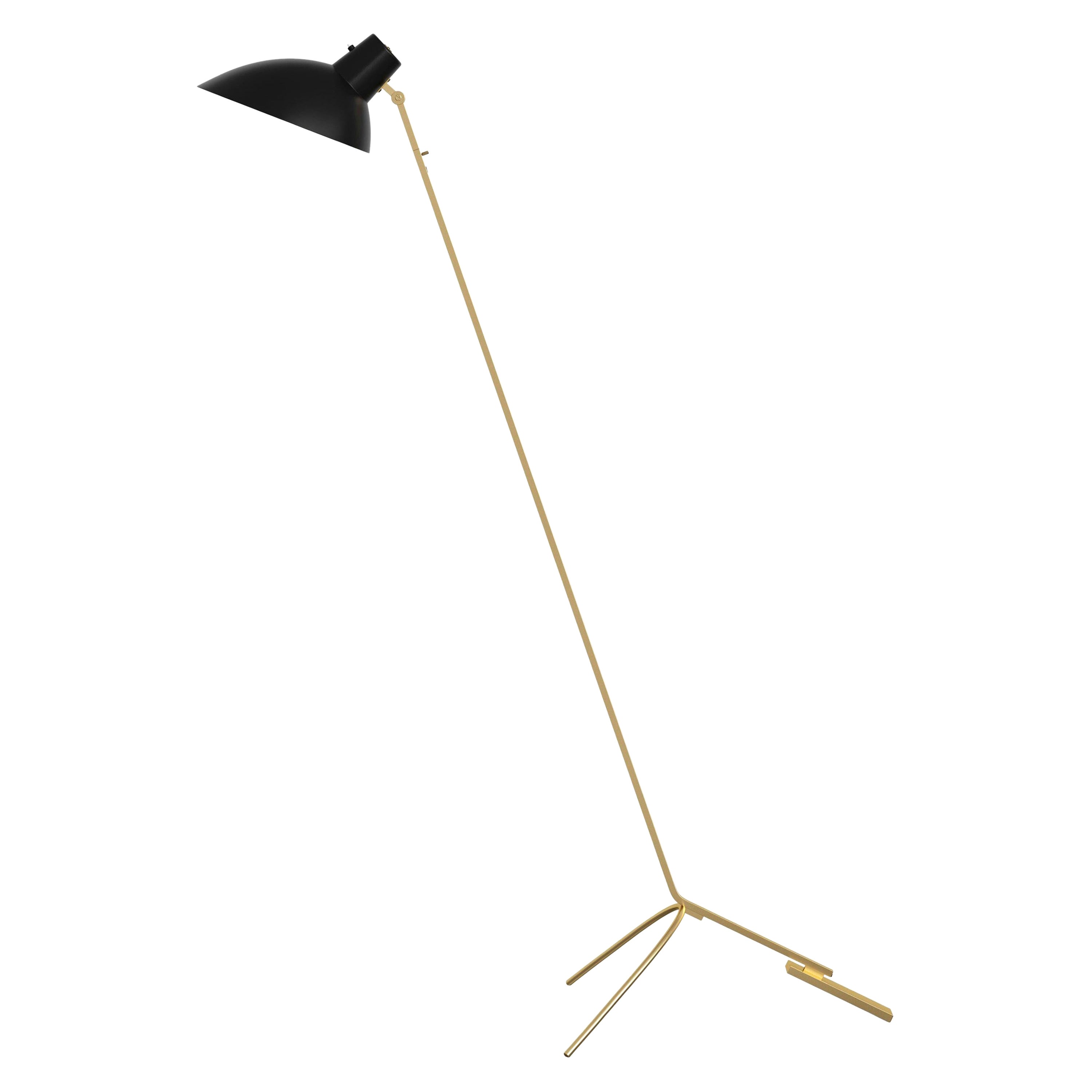 VV Cinquanta Black and Brass Floor Lamp Designed by Vittoriano Viganò for Astep For Sale
