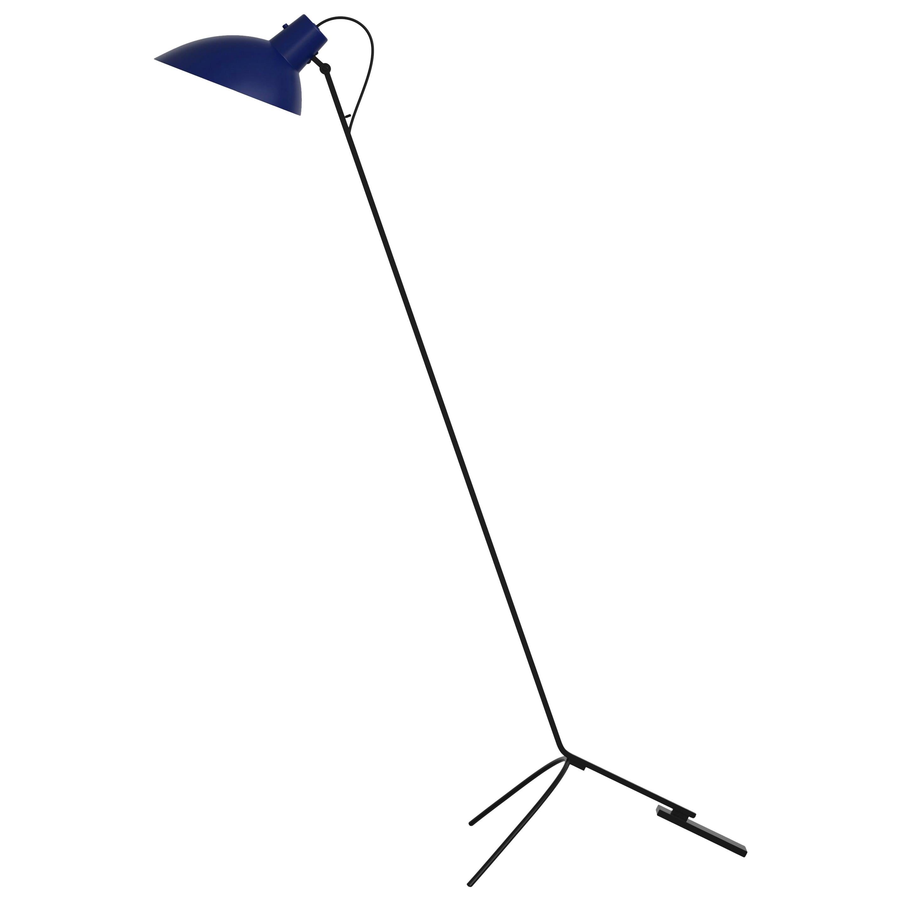 VV Cinquanta Blue and Black Floor Lamp Designed by Vittoriano Viganò for Astep