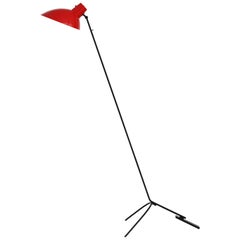 VV Cinquanta Red and Black Floor Lamp Designed by Vittoriano Viganò for Astep