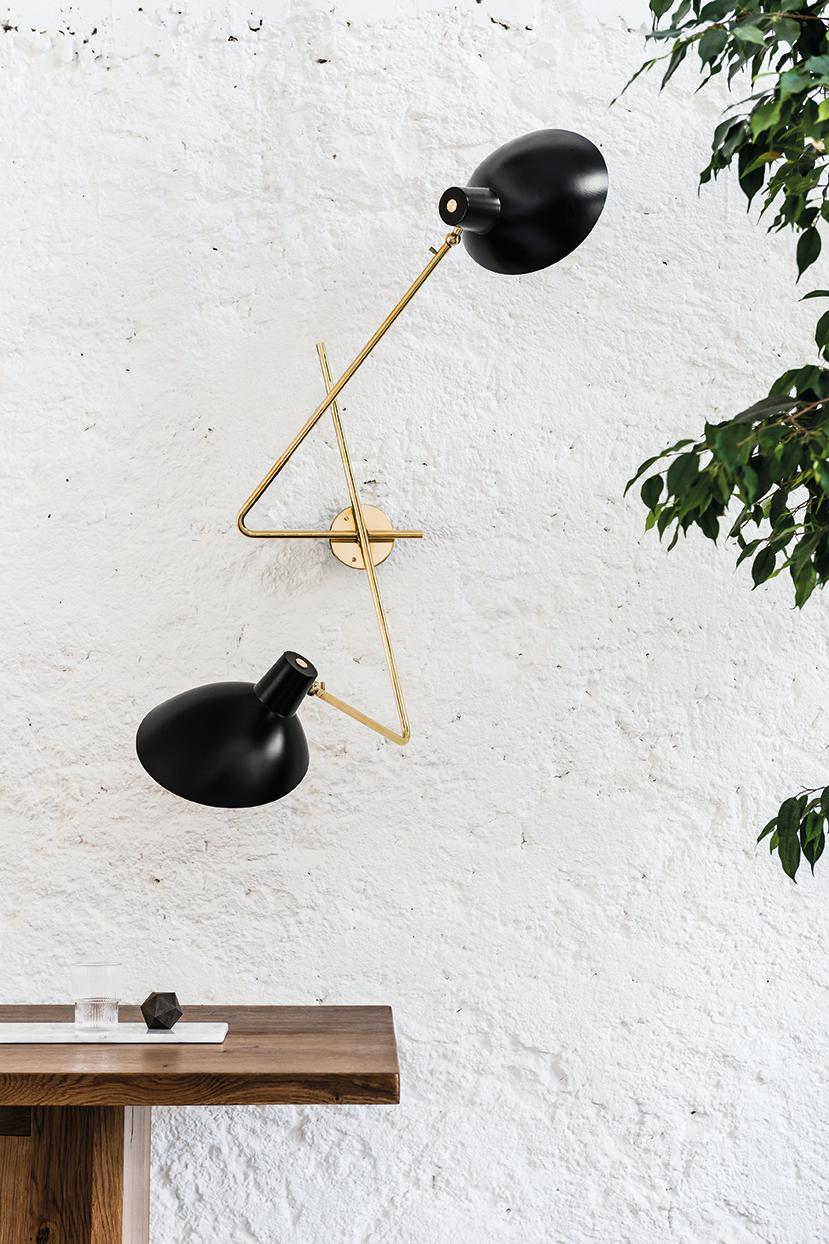 Brass VV Cinquanta Twin Black Wall Lamp Designed by Vittoriano Viganò for Astep For Sale