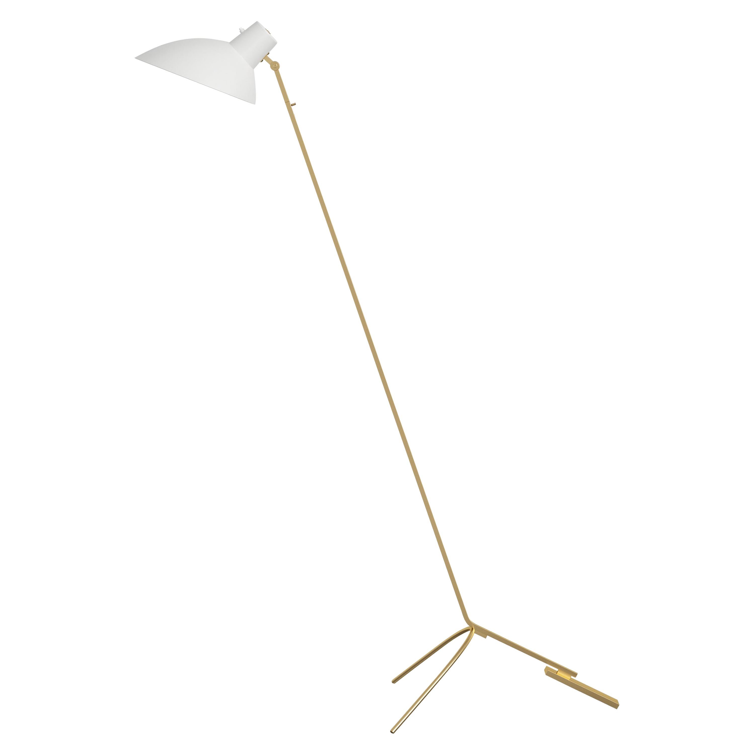 VV Cinquanta White and Brass Floor Lamp Designed by Vittoriano Viganò for Astep