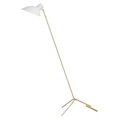 VV Cinquanta White and Brass Floor Lamp Designed by Vittoriano Viganò for Astep