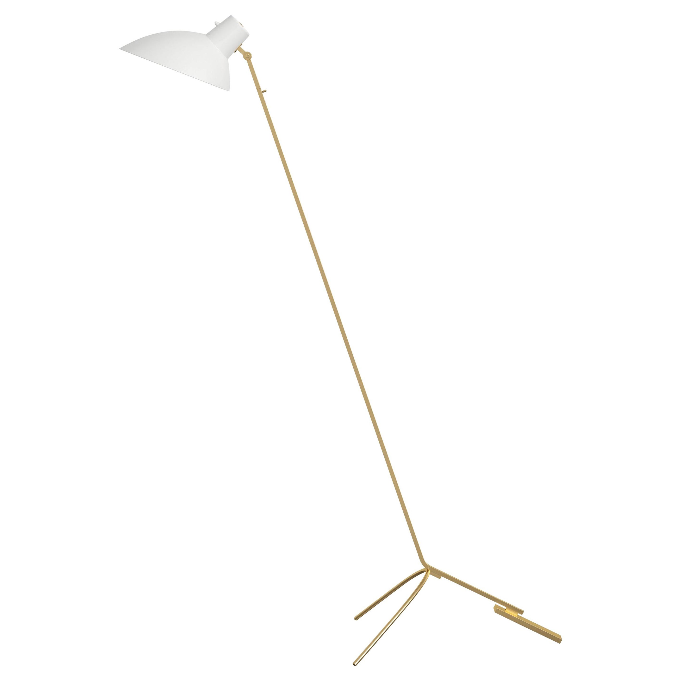 VV Cinquanta White and Brass Floor Lamp Designed by Vittoriano Viganò for Astep