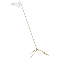 VV Cinquanta White and Brass Floor Lamp Designed by Vittoriano Viganò for Astep