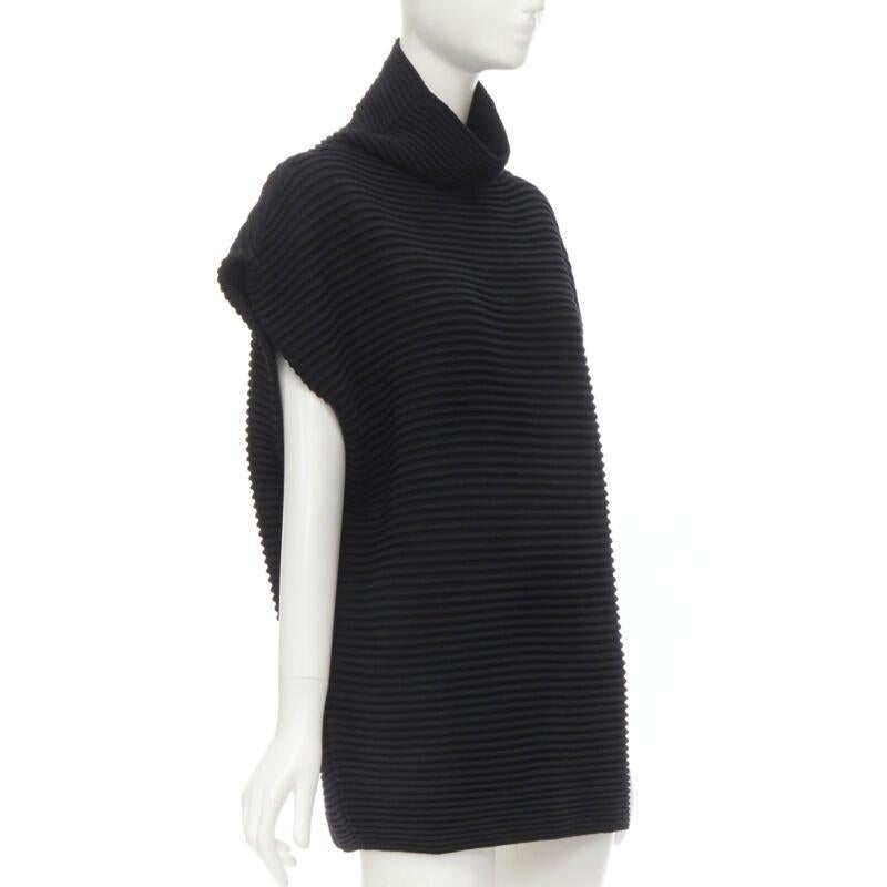 Noir VVB VICTORIA BECKHAM Pull à manches longues en laine noire côtelée US2 S en vente