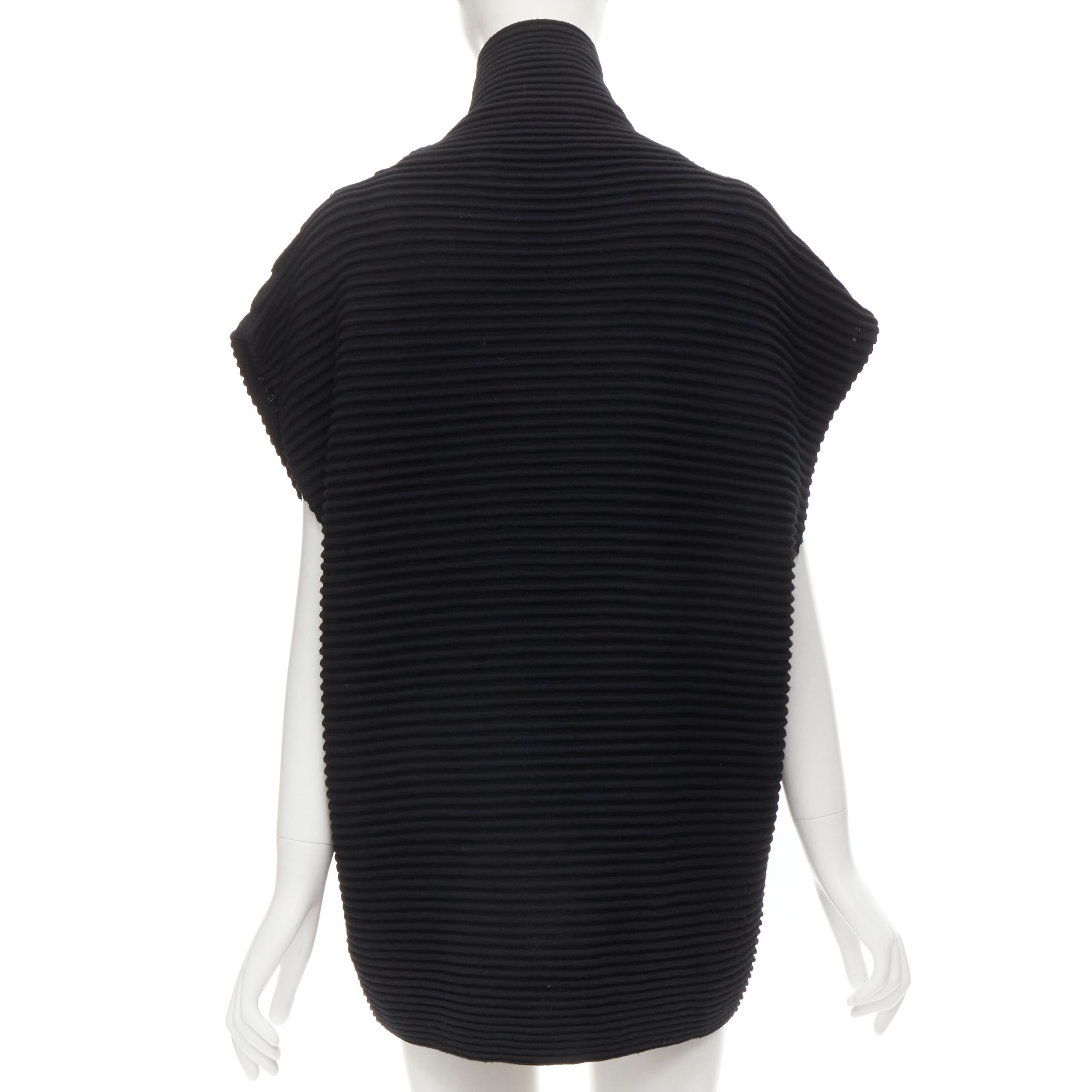 Black VVB VICTORIA BECKHAM 100% wool black ribbed cap sleeve popover sweater US2 S For Sale
