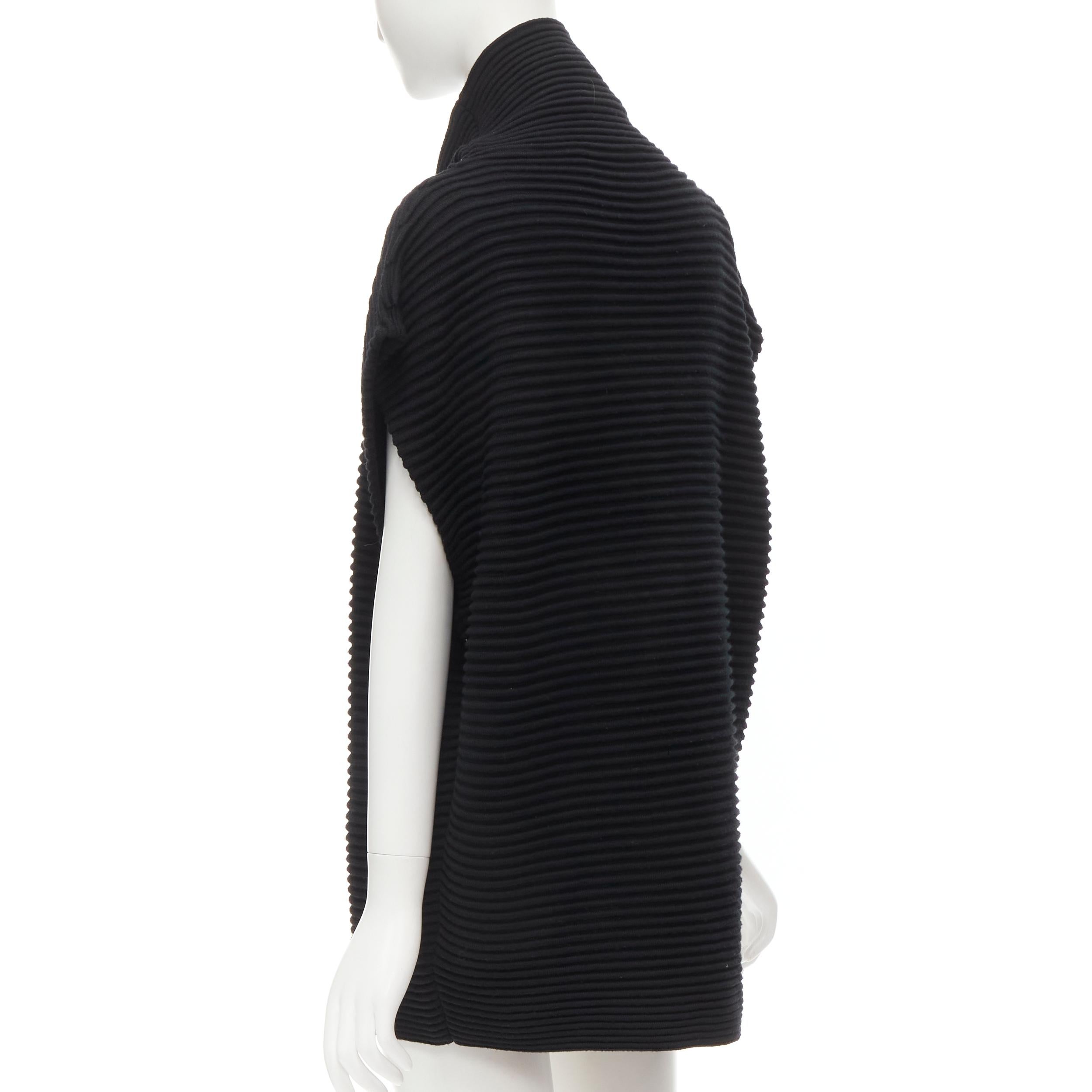 VVB VICTORIA BECKHAM 100% wool black ribbed cap sleeve popover sweater US2 S In Excellent Condition For Sale In Hong Kong, NT