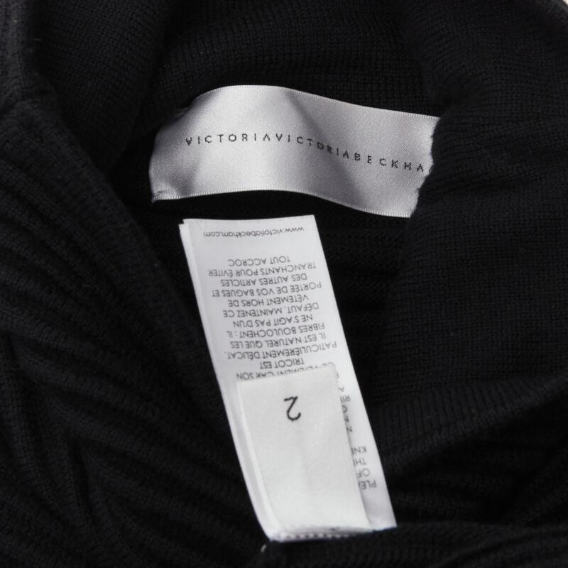 VVB VICTORIA BECKHAM Pull à manches longues en laine noire côtelée US2 S en vente 3
