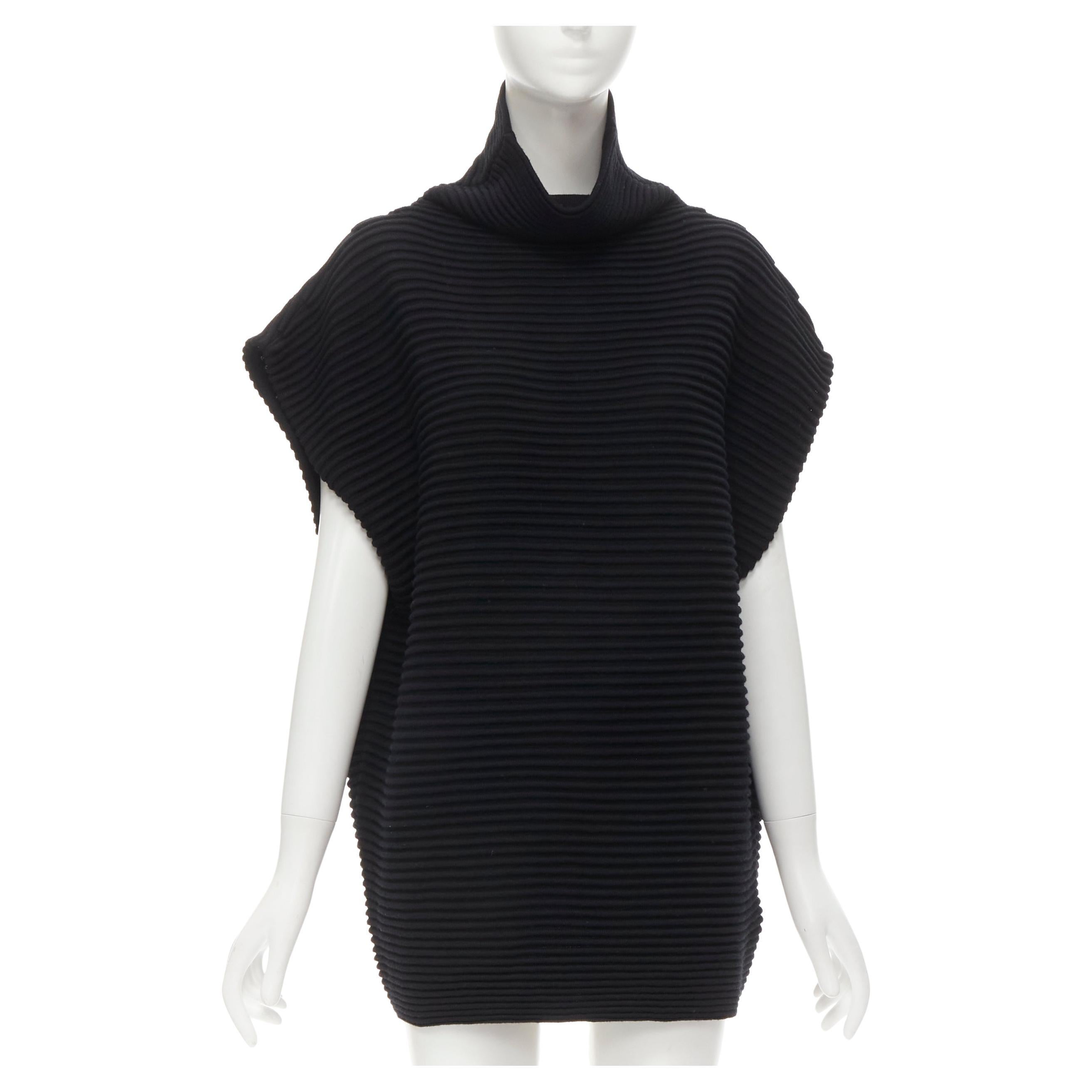 VVB VICTORIA BECKHAM 100% wool black ribbed cap sleeve popover sweater US2 S For Sale