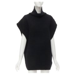 Used VVB VICTORIA BECKHAM 100% wool black ribbed cap sleeve popover sweater US2 S