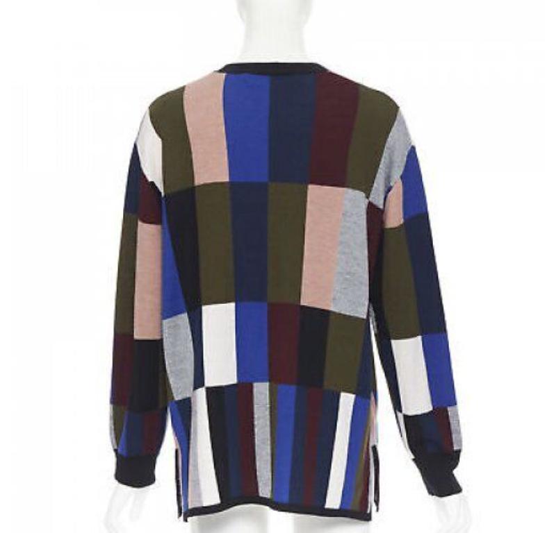 VVB VICTORIA BECKHAM 100% wool graphic colorblocked oversized sweater UK8 In New Condition For Sale In Hong Kong, NT