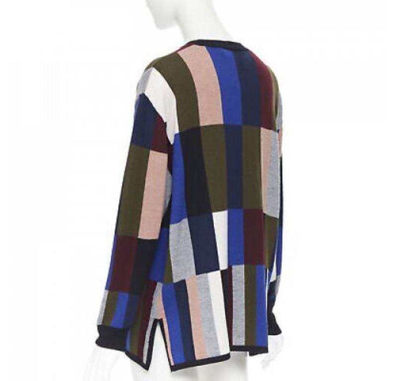 Women's VVB VICTORIA BECKHAM 100% wool graphic colorblocked oversized sweater UK8 For Sale