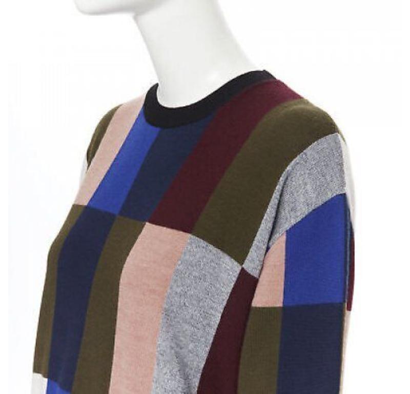 VVB VICTORIA BECKHAM 100% wool graphic colorblocked oversized sweater UK8 For Sale 2