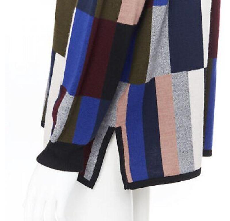 VVB VICTORIA BECKHAM 100% wool graphic colorblocked oversized sweater UK8 For Sale 3