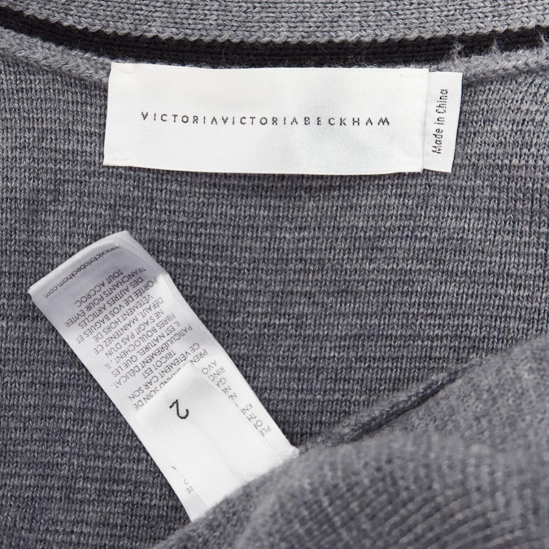 VVB VICTORIA BECKHAM 2017 Runway grey wool logo oversized cardigan UK2 XXS For Sale 5