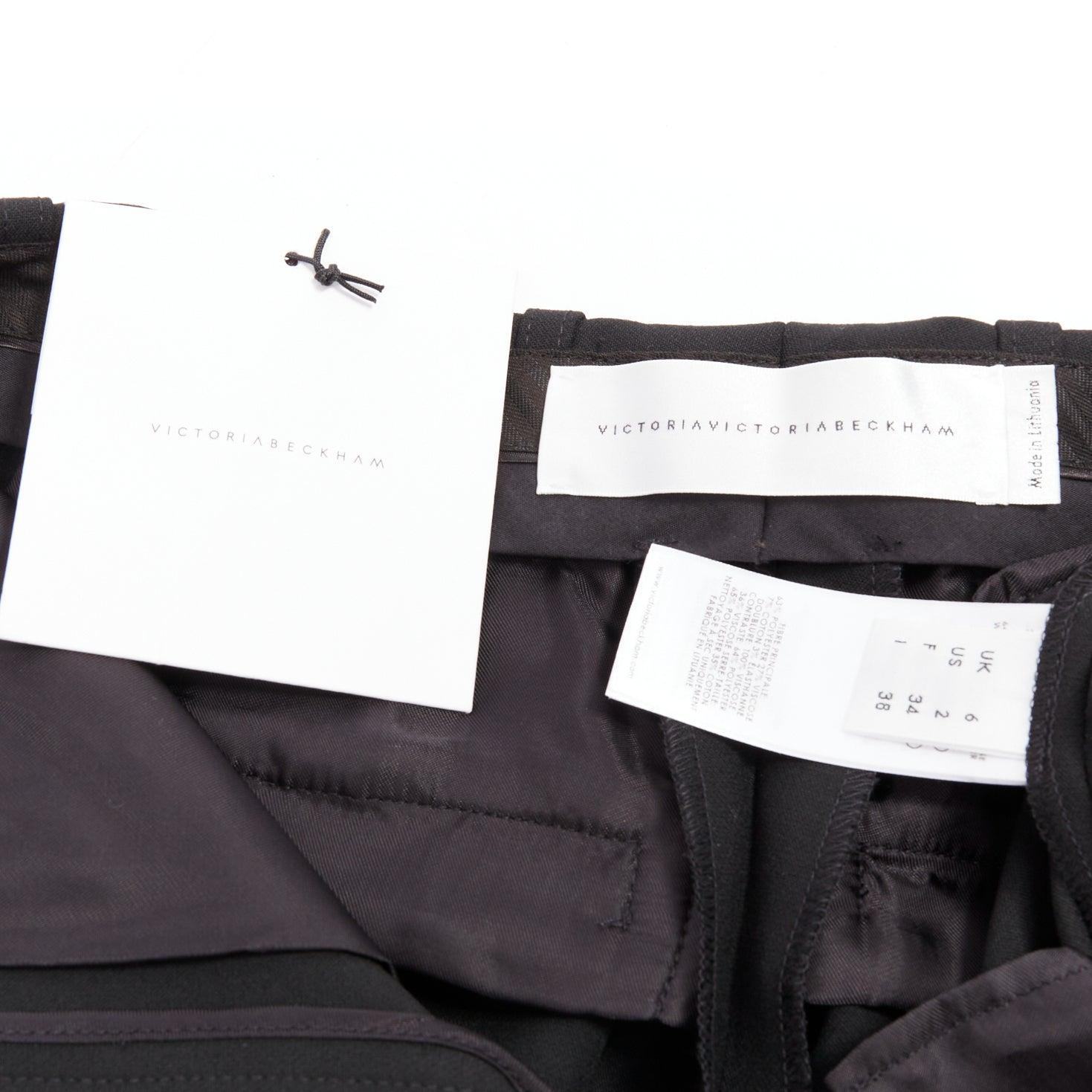 VVB VICTORIA BECKHAM pantalón ancho negro de cintura media UK6 XS en venta 3