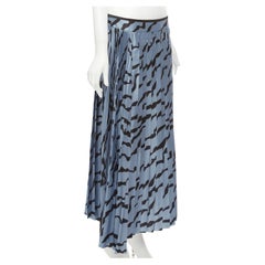 VVB VICTORIA BECKHAM blue black diagonal print pleated bias hem skirt UK8 S