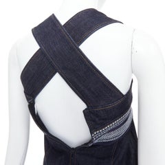 VVB VICTORIA BECKHAM blue denim topstitch cross back dress UK4 XXS