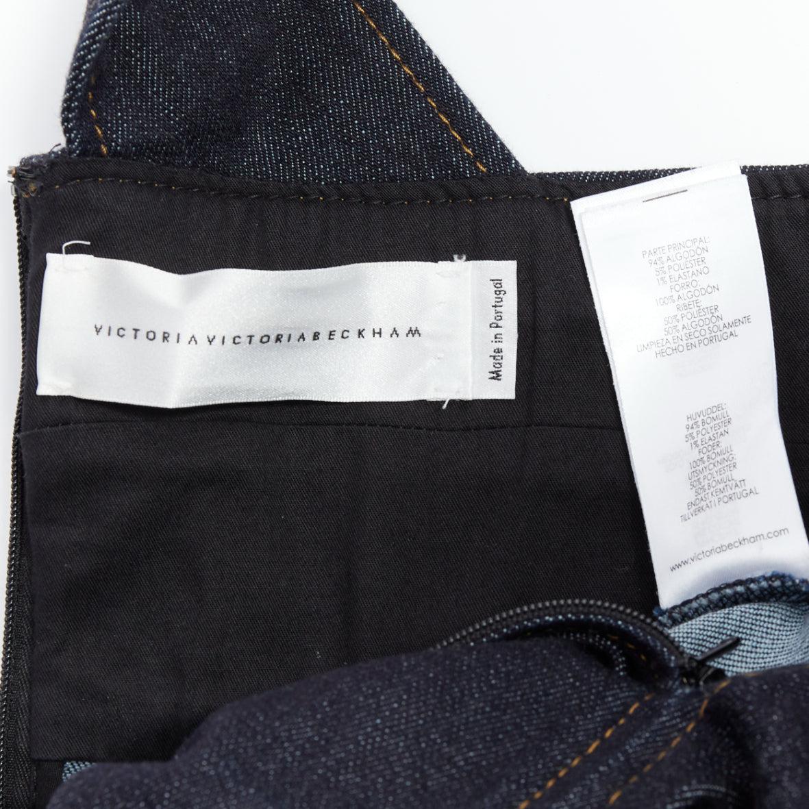 VVB VICTORIA BECKHAM blau Denim Steppnaht Kreuz zurück Kleid UK4 XXS im Angebot 3