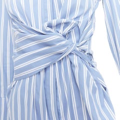 VVB VICTORIA BECKHAM vestido camisero a rayas de algodón azul blanco UK4 XXS