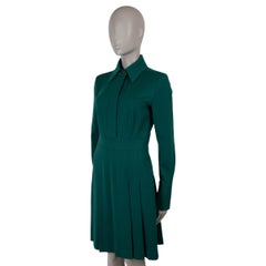 VVB VICTORIA BECKHAM emerald green viscose PLEATED SHIRT Dress UK 8 XS